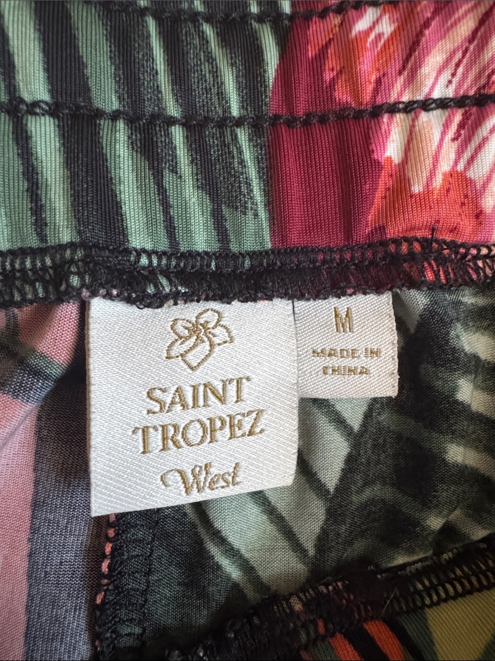 Saint Tropez West Floral Print Pants in Red, Green & Black - Picture 2 of 3